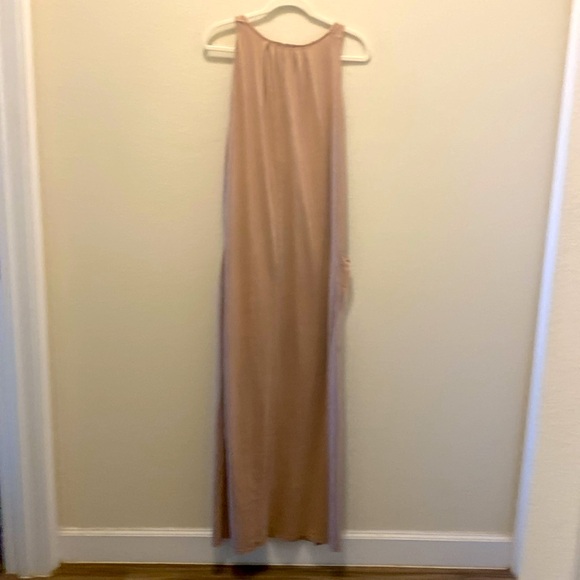 Zara light tan cotton jersey sleeveless maxi dress with big pockets - Picture 5 of 7